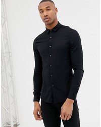 Chemise à manches longues noire ASOS DESIGN