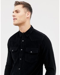 Chemise à manches longues noire Burton Menswear