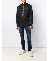 Chemise à manches longues noire Philipp Plein