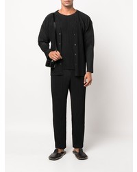 Chemise à manches longues noire Homme Plissé Issey Miyake