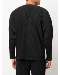 Chemise à manches longues noire Homme Plissé Issey Miyake