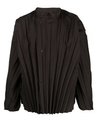 Chemise à manches longues noire Homme Plissé Issey Miyake