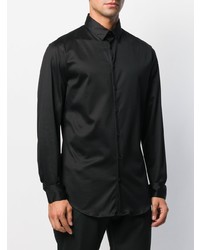 Chemise à manches longues noire Giorgio Armani