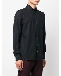 Chemise à manches longues noire Canali