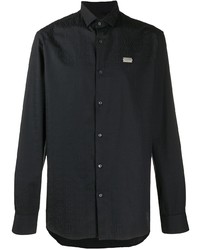 Chemise à manches longues noire Philipp Plein