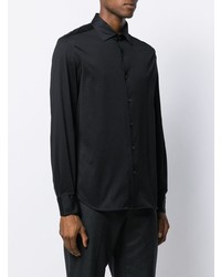 Chemise à manches longues noire Corneliani