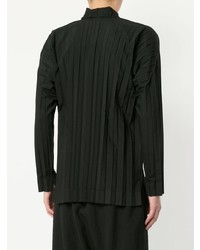 Chemise à manches longues noire Homme Plissé Issey Miyake