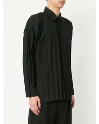 Chemise à manches longues noire Homme Plissé Issey Miyake