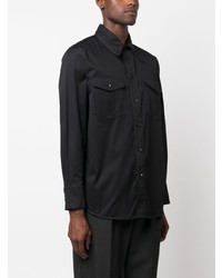 Chemise à manches longues noire Lemaire