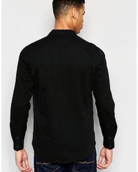 Chemise à manches longues noire Pull&Bear