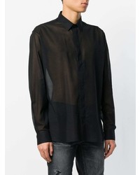 Chemise à manches longues noire Saint Laurent