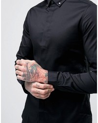 Chemise à manches longues noire Asos