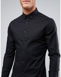 Chemise à manches longues noire Asos