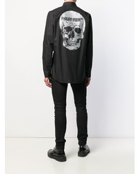 Chemise à manches longues noire Philipp Plein