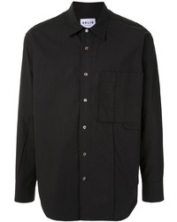 Chemise à manches longues noire Solid Homme