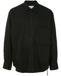 Chemise à manches longues noire Solid Homme