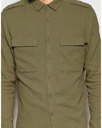 Chemise à manches longues olive Asos