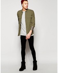 Chemise à manches longues olive Asos