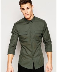 Chemise à manches longues olive Asos