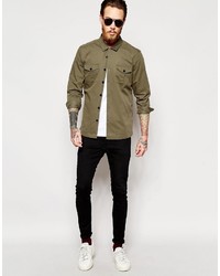 Chemise à manches longues olive Asos