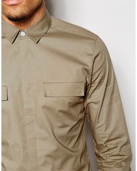 Chemise à manches longues olive Asos