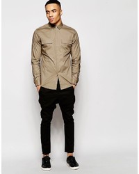 Chemise à manches longues olive Asos