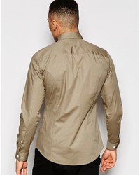 Chemise à manches longues olive Asos