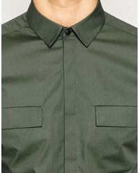 Chemise à manches longues olive Asos