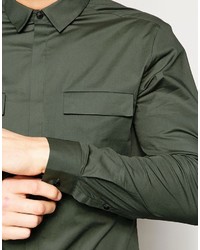 Chemise à manches longues olive Asos