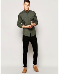 Chemise à manches longues olive Asos