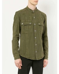 Chemise à manches longues olive Balmain