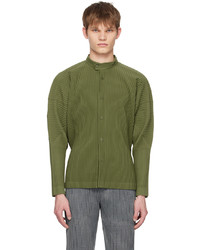 Chemise à manches longues olive Homme Plissé Issey Miyake