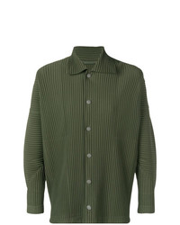 Chemise à manches longues olive Homme Plissé Issey Miyake