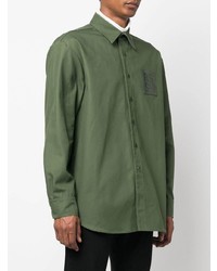 Chemise à manches longues olive Raf Simons