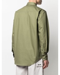 Chemise à manches longues olive MSGM