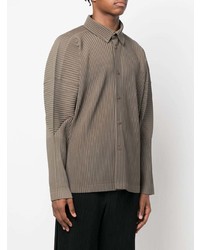 Chemise à manches longues olive Homme Plissé Issey Miyake