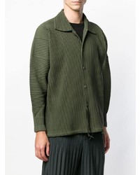 Chemise à manches longues olive Homme Plissé Issey Miyake