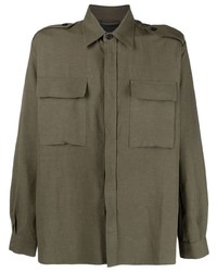 Chemise à manches longues olive Roberto Collina