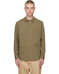 Chemise à manches longues olive Solid Homme