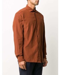 Chemise à manches longues orange Ermenegildo Zegna