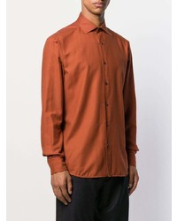 Chemise à manches longues orange Ermenegildo Zegna