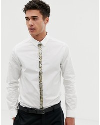 Chemise à manches longues ornée blanche Burton Menswear