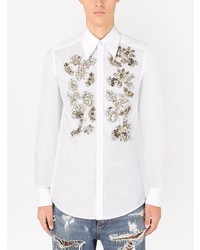 Chemise à manches longues ornée blanche Dolce & Gabbana