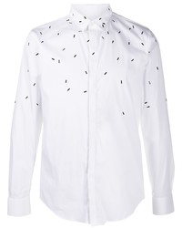 Chemise à manches longues ornée blanche Emporio Armani