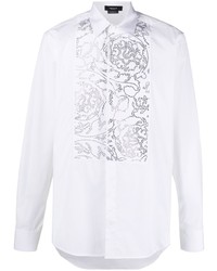 Chemise à manches longues ornée blanche Versace