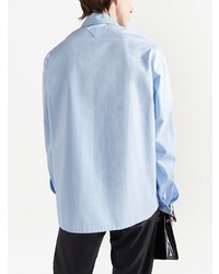 Chemise à manches longues ornée bleu clair Prada