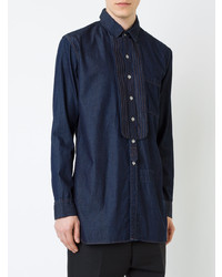 Chemise à manches longues ornée bleu marine Maison Mihara Yasuhiro