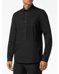 Chemise à manches longues ornée noire Philipp Plein