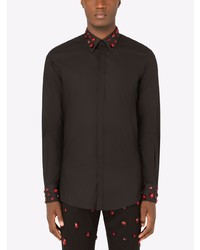 Chemise à manches longues ornée noire Dolce & Gabbana