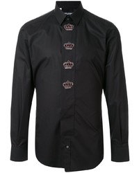 Chemise à manches longues ornée noire Dolce & Gabbana